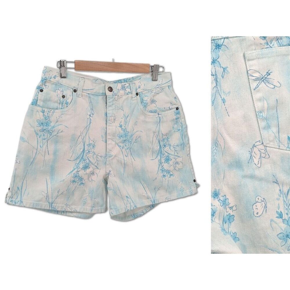 Vintage 90s y2k Bill Blass Jeanswear Denim Shorts Butterfly Floral High Rise 12 - Picture 11 of 11